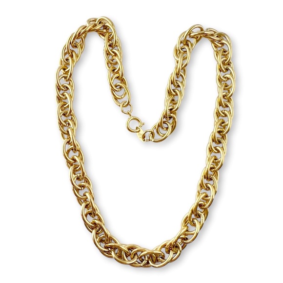 Trifari Jewelry - Vintage Trifari Signed Double Oval Link Goldtone Chain Necklace 18 1/2”